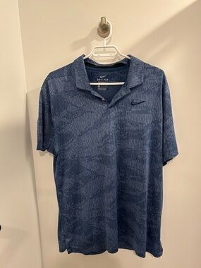 Nike Men's Navy Patterned Dri-FIT Polo